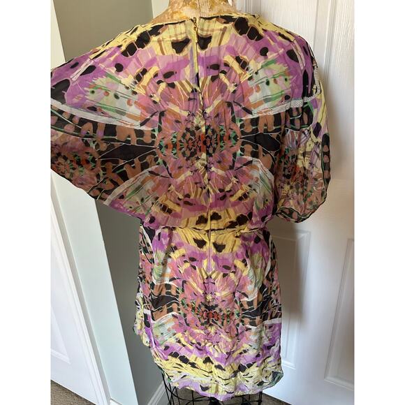 Anthropologie Leifsdottir 100% Silk Mini Dress butterfly bohemian sz 8 tie dye - Picture 13 of 14